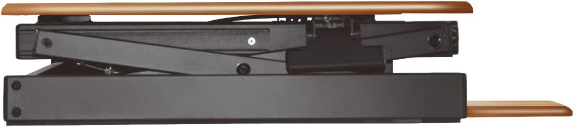 Rocelco 32' Height Adjustable Standing Desk Converter - Sit Stand Computer Workstation Riser - Dual Monitor Retractable Keyboard Tray Gas Spring Assist - Teak Wood Grain (R EADRT)