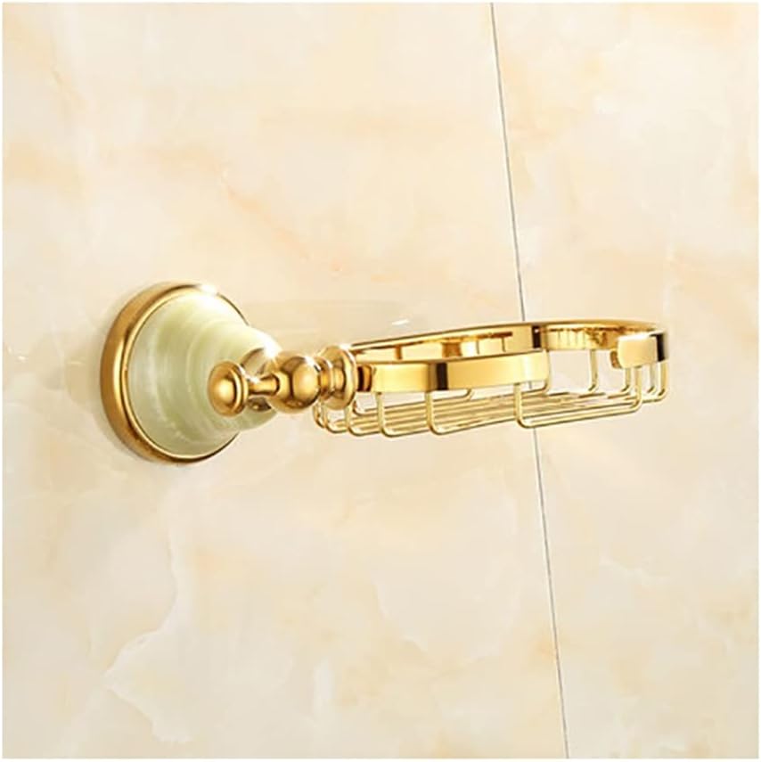 Bathroom Hardware Sets Gold Bathroom Shelf Towel Rack Towel Hanger Paper Holder Toilet Brush Holder Bathroom Hardware Towel Set,Single Towel Bar(Soap Basket)