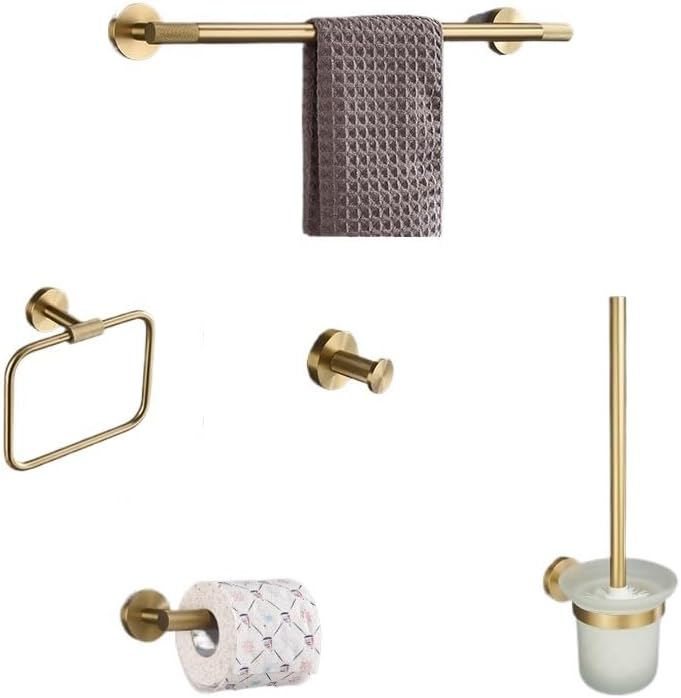 Brushed Gold Toilet Tissue Roll Paper Holder Towel Rack Bar Robe Coat Clothes Hook Brass Knurling Hardware Bathroom Accessories(Toilet Brush Holder)