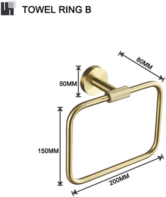 Brushed Gold Brass Bathroom Accessories Set - Wall-Mounted Hand Towel Bar, Toilet Paper Holder, Robe Hook, Towel Ring - Elegant Knurling Design for Luxury Home Decor
