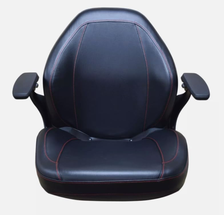 Lawn Mower Seat Replacement with Armrests; Black; Compatible with Cub Cadet, Dixie Chopper, & Dixon
