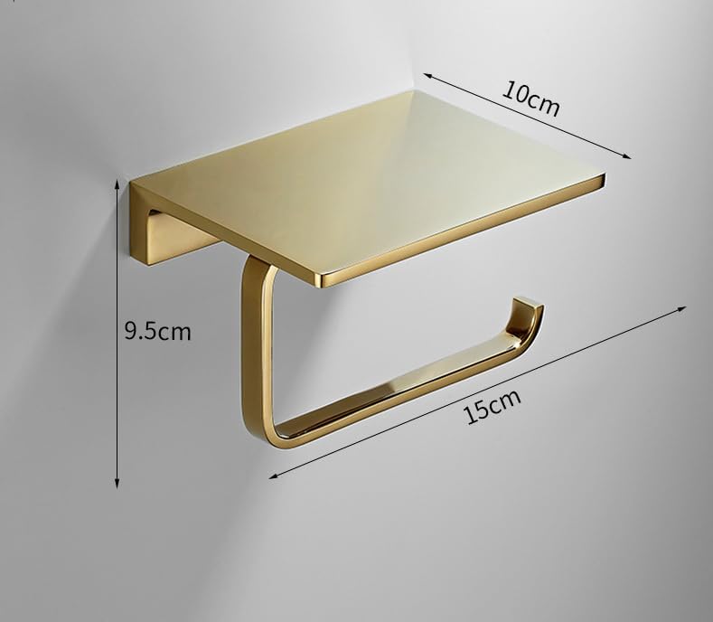 Paper Towel Holder, Mobile Phone Shelf, Toilet, Bathroom, Paper Box, Toilet Paper Holder, roll Paper Holder, Brushed Gold Double Paper Towel Holder