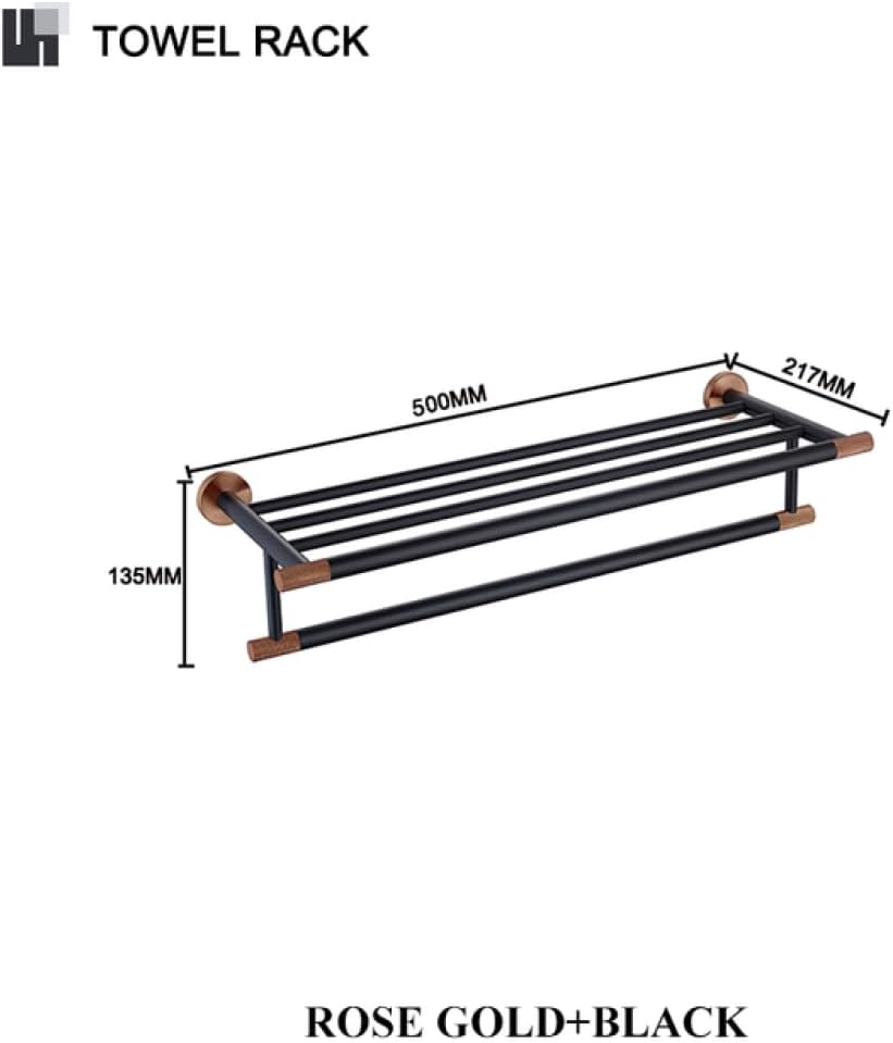 Rose Gold Matte Black Stainless Steel Bathroomardware Set Modernccessories foromeécor Towel Rack Toilet Paperolder Ring Brush Stylish Fixtures(Towel Rack)