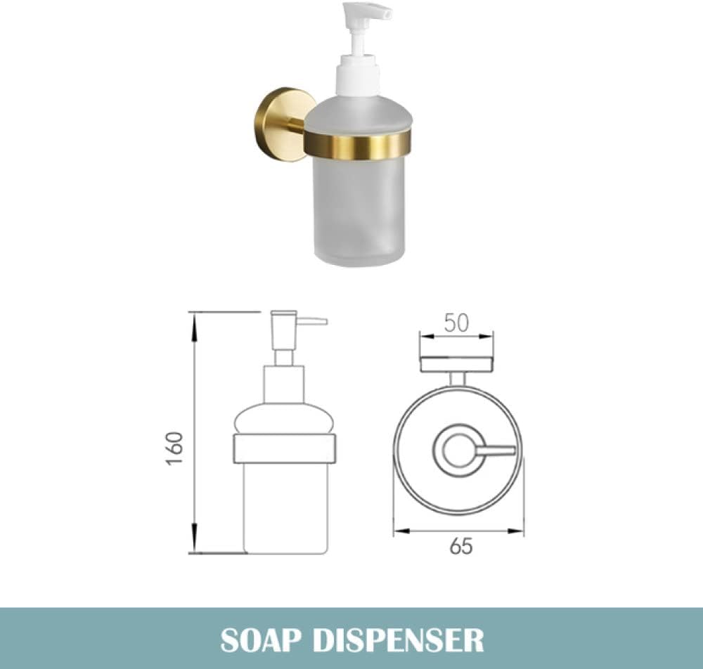 Gold Brushed Bathroom Accessories Hardware Set Towel Bar Rail Paper Holder Robe Hook Soap Dish Towel Hanger Shelf Toilet Brush,Single Towel Bar(Soap Dispenser)