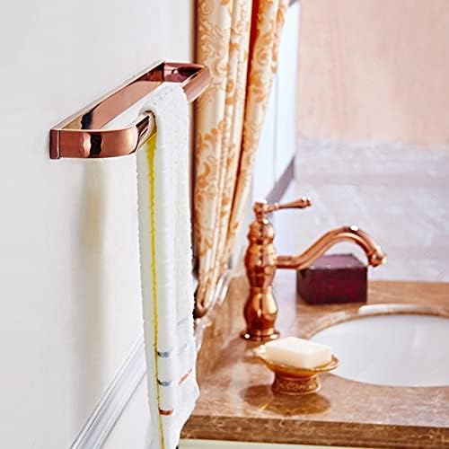 Rose Gold Towel Storage Rail Luxury Wall Mounted Bathroom Towel Rack with Brass Double Towels Rail Holder Stylish Bathroom Accessory for Kitchen and Bathroom (Single Towel Bar)