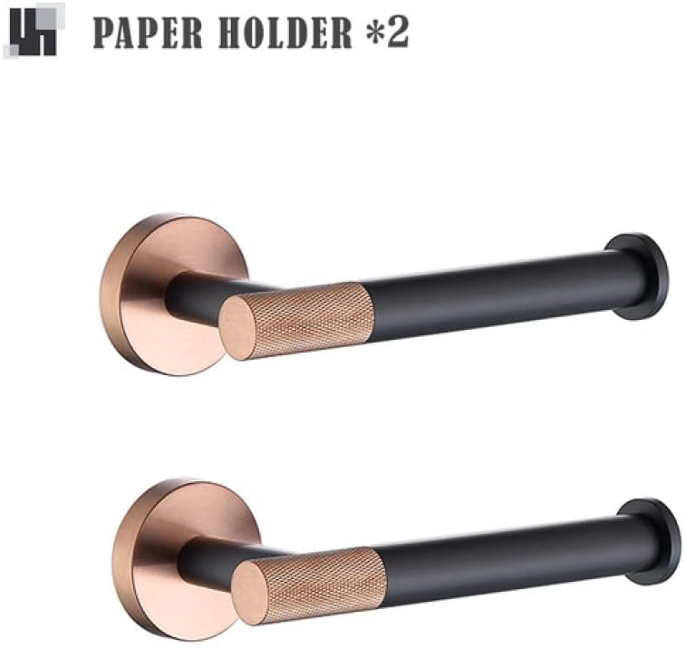 Rose Gold Matte Black Stainless Steel Bathroomardware Set Modernccessories foromeécor Towel Rack Toilet Paperolder Ring Brush Stylish Fixtures(2 Pcs Paper Holder)