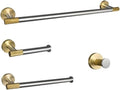 Stainless Steel Brushed and Gold Towel Bar Hook Toilet Paper Holder Toilet Brush Holder Towel Rails Racks Bathroom Accessories,4 Pieces Set