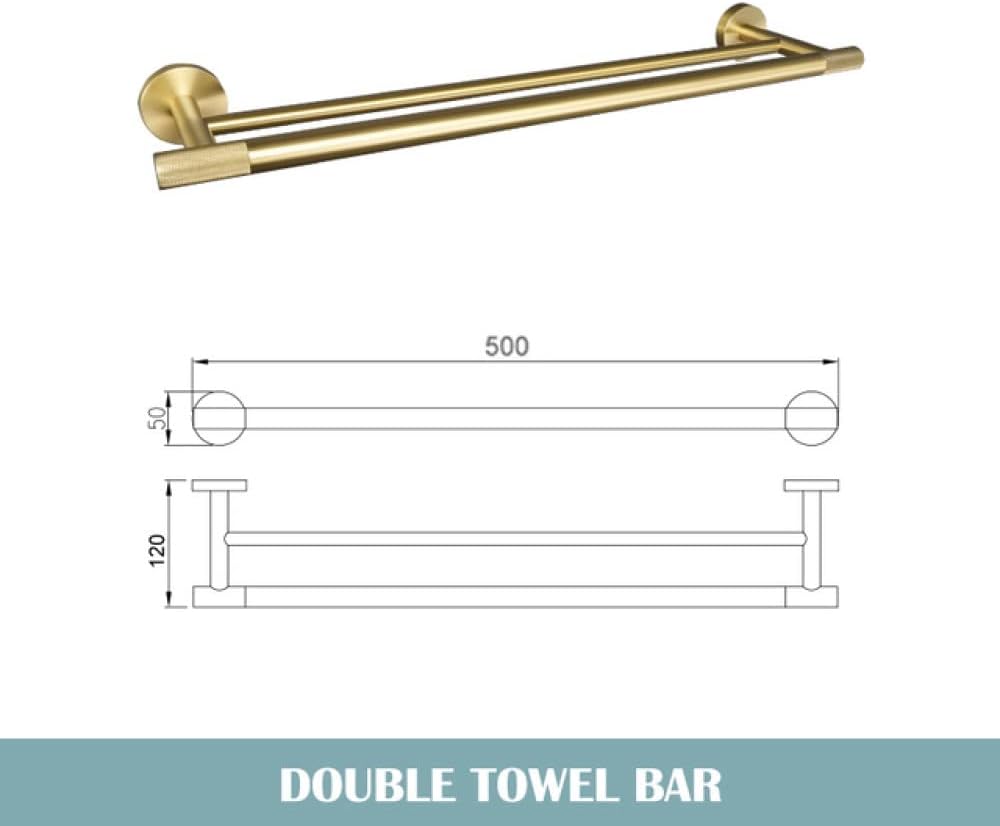 Gold Brushed Bathroom Accessories Hardware Set Towel Bar Rail Paper Holder Robe Hook Soap Dish Towel Hanger Shelf Toilet Brush,Single Towel Bar(Double Towel Bar)