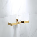 Wall Mounted Towel Bar Rack，Luxury Gold Brass Bathroom Towel Rack Toilet Paper Holder Toilet Brush Holder Multi-Hook Towel Bar Soap Dish - Elegant Bathroom Accessories Set(Double Cups)