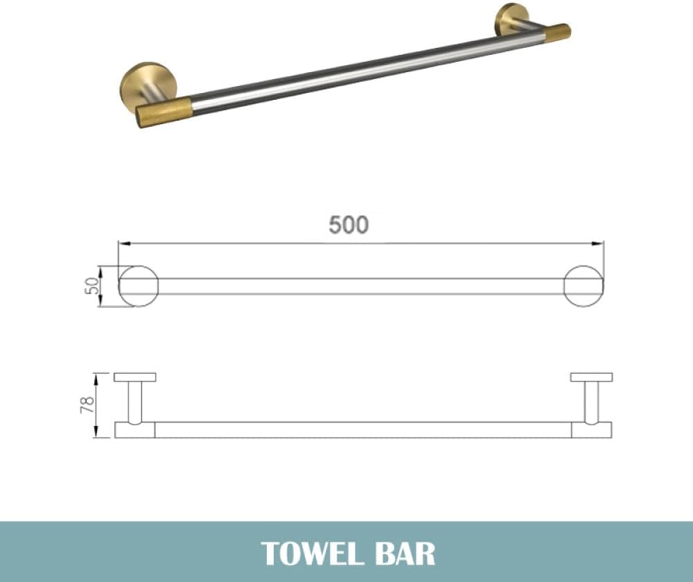 Stainless Steel Brushed and Gold Towel Bar Hook Toilet Paper Holder Toilet Brush Holder Towel Rails Racks Bathroom Accessories,4 Pieces Set