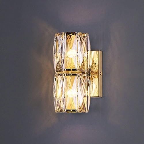 Luxury Gold Crystal Wall Lamp - Dimmable Stainless Steel Sconce, Anti-Rust Silver Fixture, Elegant 20CM Lighting Decor for Bathroom & Modern Spaces