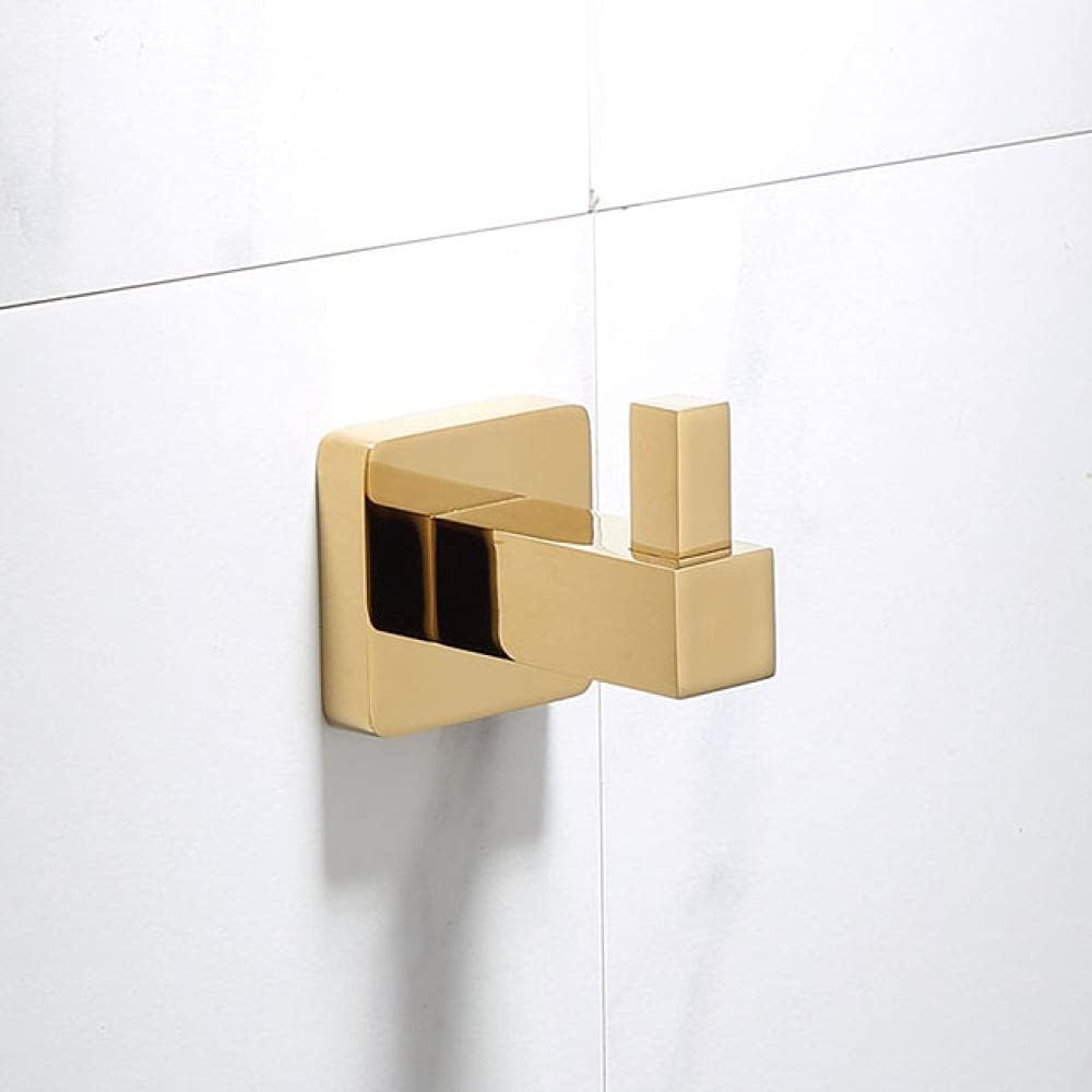 Wall Mounted Towel Bar Rack，Luxury Gold Brass Bathroom Towel Rack Toilet Paper Holder Toilet Brush Holder Multi-Hook Towel Bar Soap Dish - Elegant Bathroom Accessories Set(Single Hook)