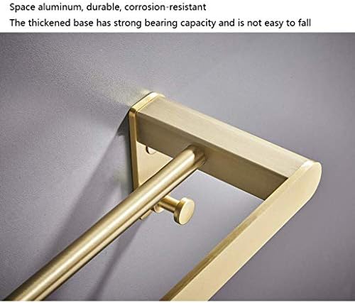Towel Holder Double Bars Towel Racks with Hooks Bathroom Brushed Space Aluminum Towel Shelves Bath Wall Mount Towel Holder Towel Rack/Gold，