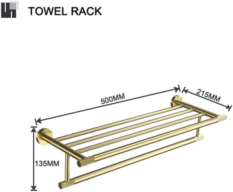 Brushed Gold Brass Bathroom Accessories Set - Hand Towel Bar, Toilet Paper Holder, Robe Hook, Knurled Wall Mount Rack - Elegant & Functional Home Décor for Luxurious Bathrooms