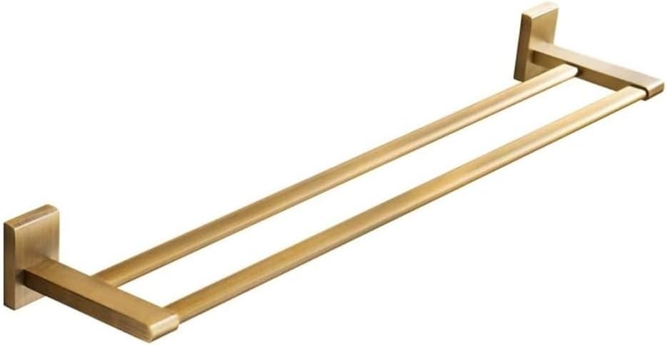 Bathroom Accessories,Vintage Golden Brass Towel Shelf with Double Towel Bar Rack Organizer(50 cm)