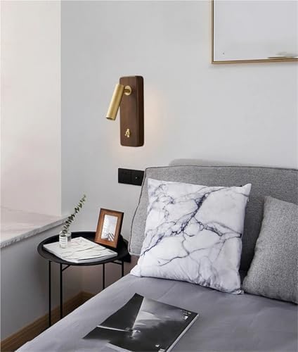 with Switch Wall Lamp Gold Silver Brass Wooden Lighting Fixtures for Bedroom Reading Hotel Office,Modern,Gold H22.5cm-Warm Light