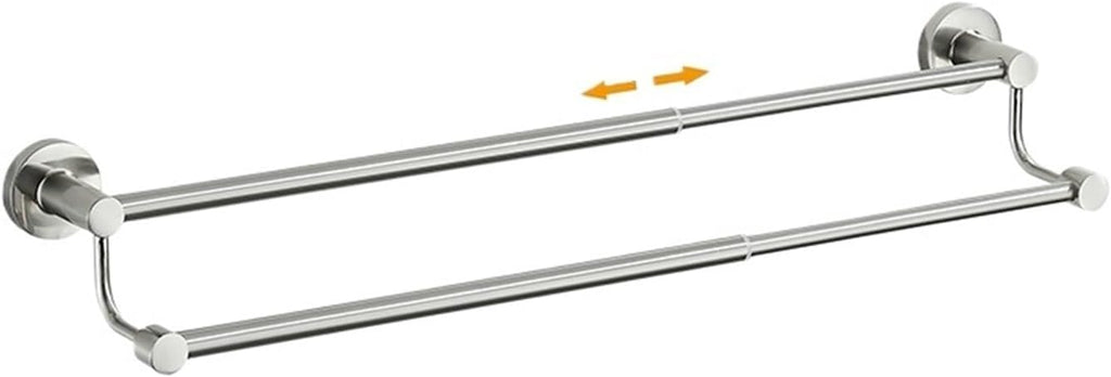 Bathroom Retractable Towel Double Bar Black, Chrome Towel Rack Extended Drying Towel Hanging Bar Gold, Nickel EL81024D(Brush Nickel)