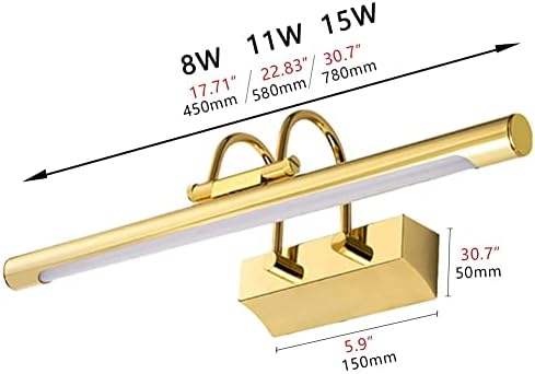 Modern Gold LED Bathroom Vanity Light Fixture - 15W Stainless Steel Wall Sconce, 31.49' Over Mirror Lighting, Neutral Daylight 4000K for Dressing Room & Bath