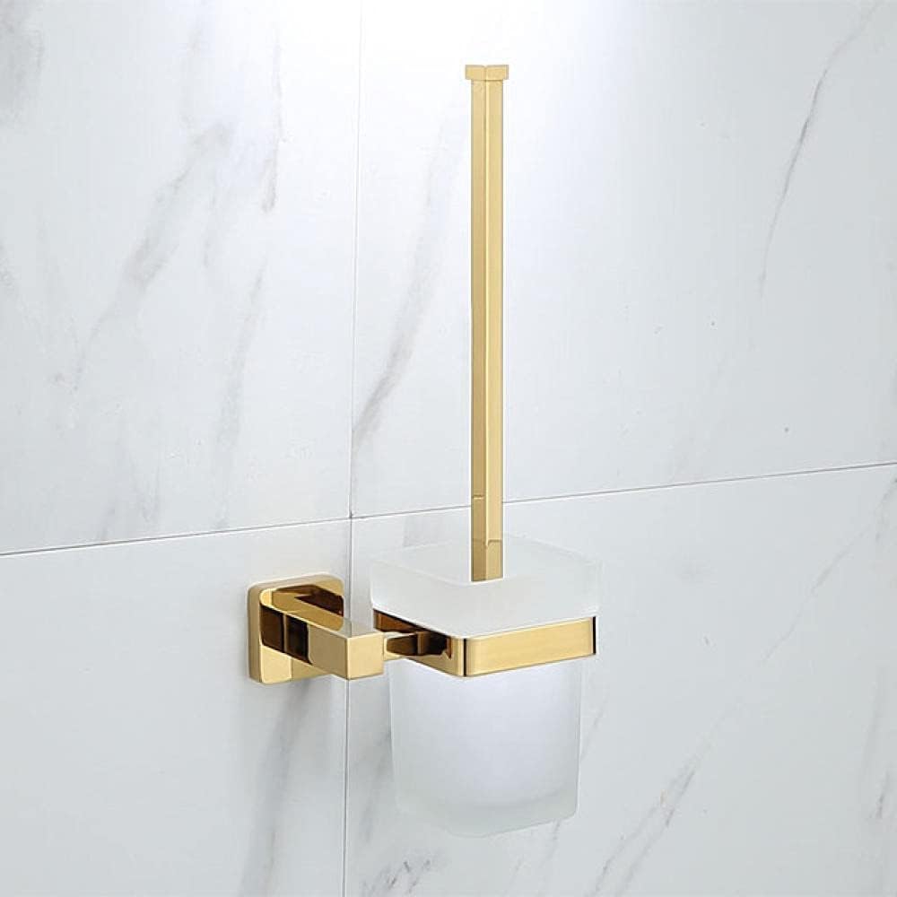 Wall Mounted Towel Bar Rack，Luxury Gold Brass Bathroom Towel Rack Toilet Paper Holder Toilet Brush Holder Multi-Hook Towel Bar Soap Dish - Elegant Bathroom Accessories Set(Toilet Brush)