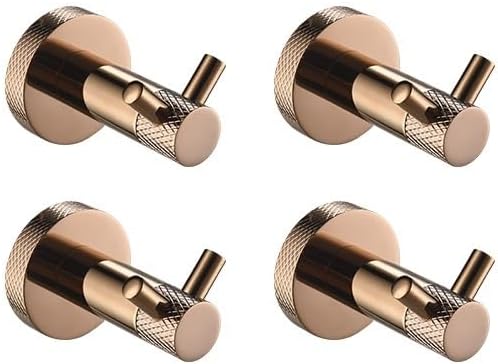 Rose Gold Wall-Mounted Stainless Steel Bath Towel Rack Toilet Paper Holder Towel Bar Robe Hook Cup Holder Bathroom Accessories(4 PCS Double Hook)