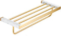 Towel Racks Light Luxury Marble Towel Rack Brass Towel Holder Nordic Bathroom Gold Towel Shelf Bath Wall Mounted Double Towel Bar Organizer