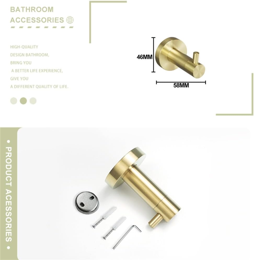 Towel Rack Brushed Gold Wall Mount Shelf Toilet Bathroom Hardware Paper Holder Towel Rack Rod Hanger Bathroom Accessories Single Towel Rack B