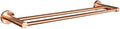 Brushed Rose Gold Stainless Steel Wall-Mounted Towel Stick Toilet Bathroom Robe Hook Soap Dishwasher Quality Set,Double Towel Bar