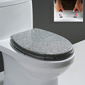 Toilet Seat Resin Toilet Seat, Glitter Toilet Seat with Quick Release, Simple Top Fixing and Bottom Fixing, Oval Environmentally Friendly Resin Toilet Seat,Gold,Silver