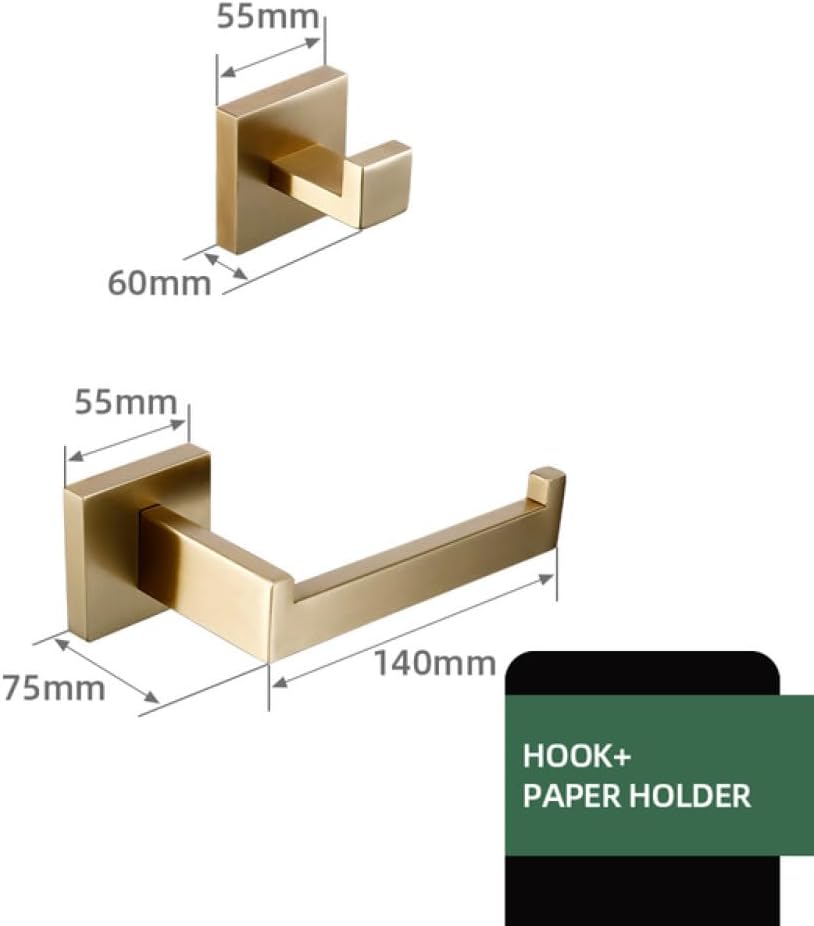 Towel Rack Matte Gold Towel Rail 304 Stainless Steel Towel Rail Double Towel Rail Paper Holder Tissue Holder Toilet Brush Holder Towel Rail A