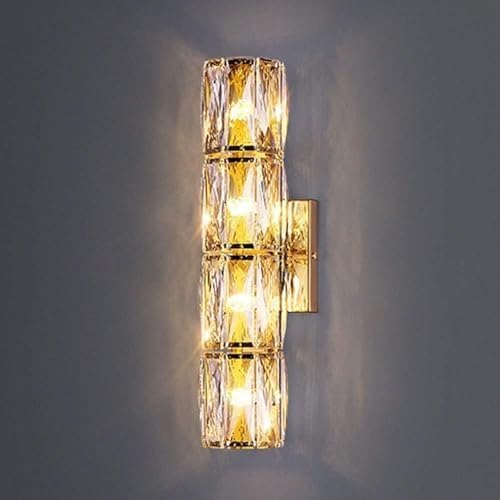 Dimmable Luxury Gold Crystal Wall Lamp - Elegant Stainless Steel Bathroom Sconce, Anti-Rust Silver Fixture, H-20CM Modern Lighting Decor for Stylish Spaces