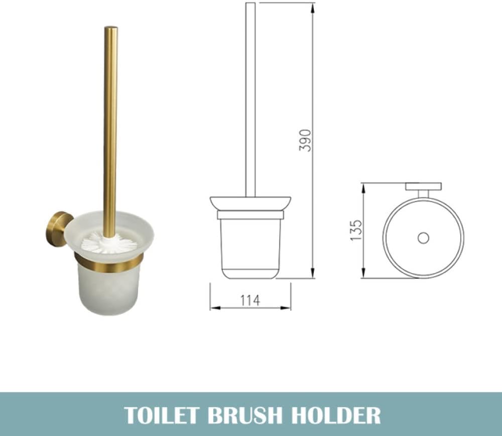 Gold Brushed Bathroom Accessories Hardware Set Towel Bar Rail Paper Holder Robe Hook Soap Dish Towel Hanger Shelf Toilet Brush,Single Towel Bar(Toilet Brush Holder)