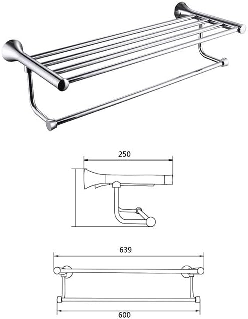 Mirror Chrome Bathroom Accessories Hardware ， Gold Holder Bathroom Accessories，Fixtures,Brass Stainless Steel Paper Holder Toothbrush Holder Towel Bar Bathroom Shelves ( Color : Single Towel Bar )