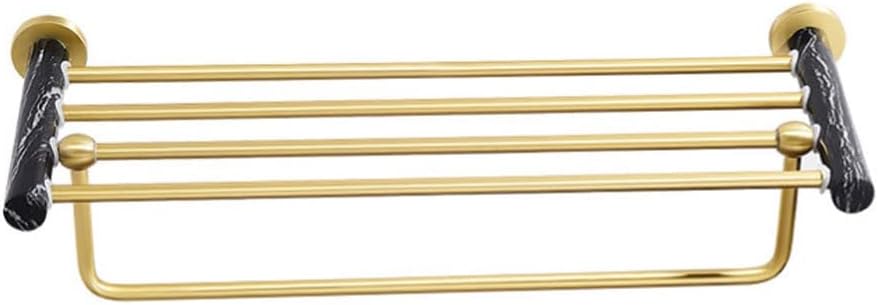 Towel Racks Black Marble Towel Rack Brushed Gold Space Aluminum Towel Holder Bathroom Wall Mounted Double Towel Bar Storage Shelf Organizer