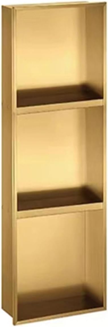 Shower Niche, 304 Stainless Steel Recess Shower Niche Alcove Recess Waterproof Storage Easy Installation for Bathroom Renovations Durable and Lightweight,Silver,Gold