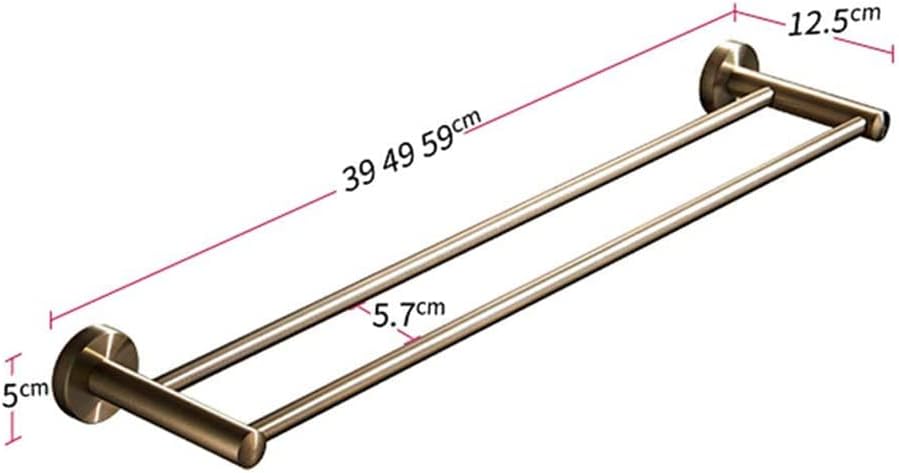ZHOUXIAO Stainless Steel Double Towel Bar Shelf for Bathroom, 2-Tier Heavy Duty Brushed Nickel Towel Rack Rail Hanger Shower Hand Dish Towel Washcloth Holder Organizer Wall Mounted Kitchen (50cm)