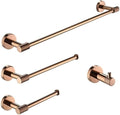 Rose Gold Stainless Steel Wall-Mounted Robe Hooks Toilet Paper Holder Towel Bar Rack Towel Ring Bathroom WC Accessories Sets,4 Pieces Set B