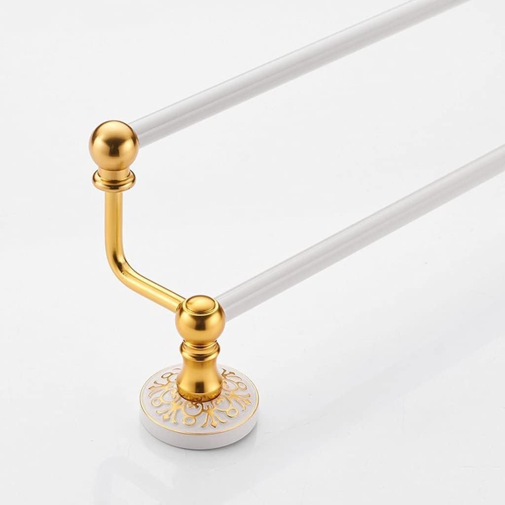 Towel Rack Platinum European Towel Rack Bar Rail, Space Aluminum Gold Towel Shelf, Tissue Paper Holder, Bathroom Accessories Set Bathroom Hardware/Double Rod The New