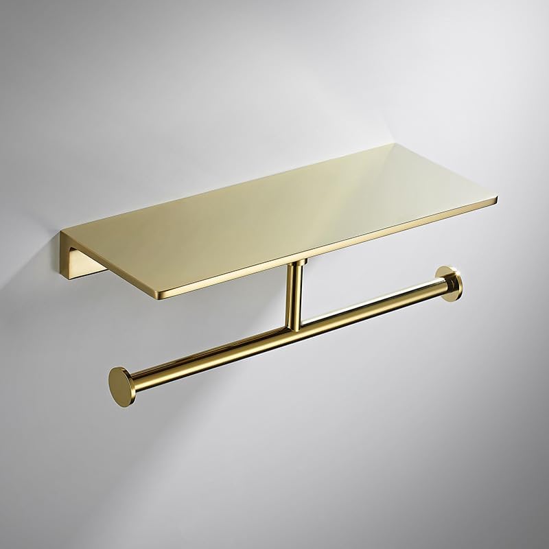 Paper Towel Holder, Mobile Phone Shelf, Toilet, Bathroom Paper Box, Toilet Paper Holder, roll Paper Holder, Gold Double Paper Towel Holder