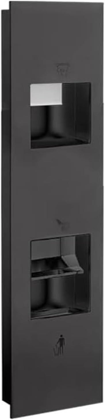 Recessed Convertible Paper Towel Dispenser/Waste Receptacle Combination Unit, Satin Stainless Steel for Hotel Public Bathroom Kitchen, Silver(Preto,33x165x16CM)