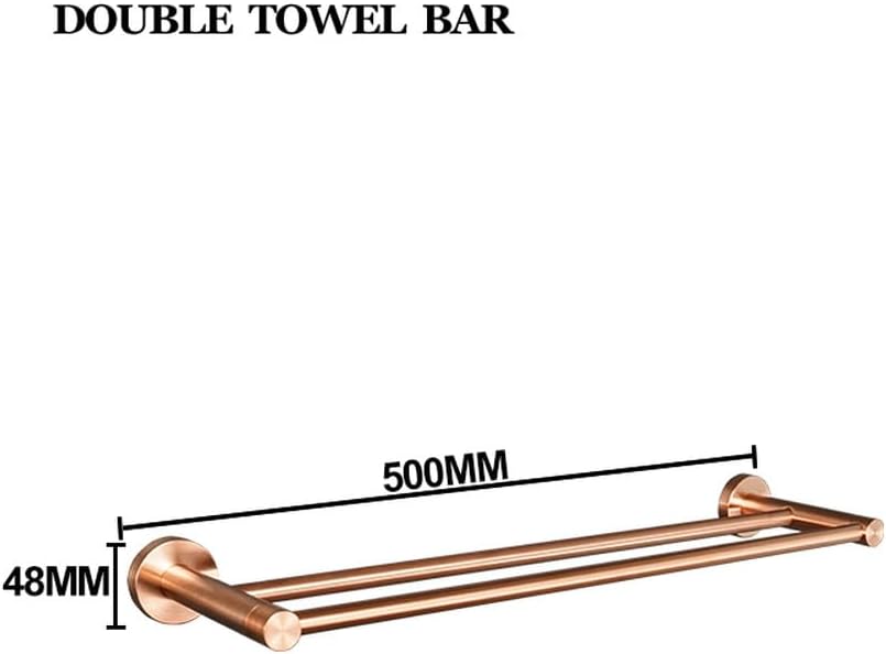 Brushed Rose Gold Stainless Steel Wall-Mounted Towel Stick Toilet Bathroom Robe Hook Soap Dishwasher Quality Set,Double Towel Bar