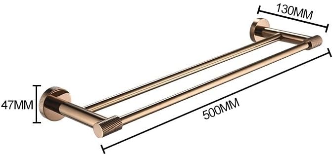 Rose Gold Wall-Mounted Stainless Steel Bath Towel Rack Toilet Paper Holder Towel Bar Robe Hook Cup Holder Bathroom Accessories(Double Towel Bar)