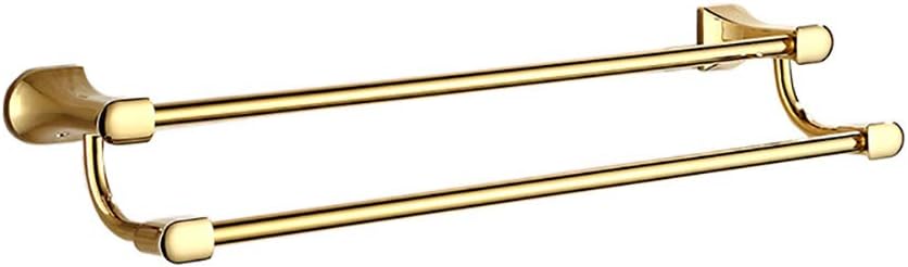 Bathroom Towel Rack Gold Double Towel Bar Brass Towel Rails Heavy Duty Towel Holder Wall Mounted Towel Storage Rack for Bathroom, Kitchen, Hotel, Screw Installation