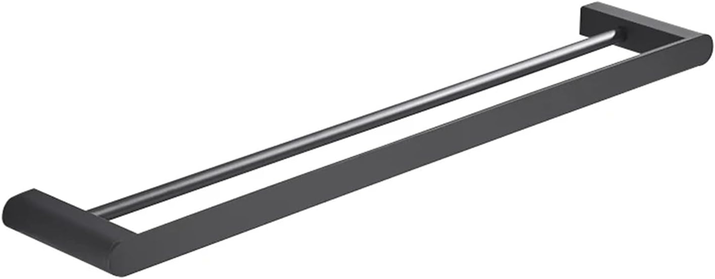 Gold Bathroom Double Towel Holder Stainless Steel Double Towel Rack Bath Towel Bar Bathroom Hardware Accessories Grey Black(60cm Black)