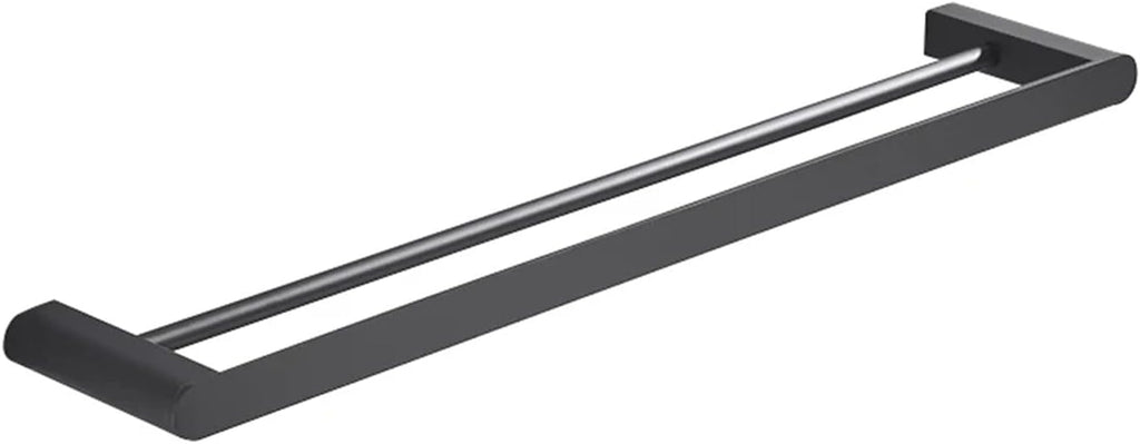 Gold Bathroom Double Towel Holder Stainless Steel Double Towel Rack Bath Towel Bar Bathroom Hardware Accessories Grey Black(Black Single Holder)