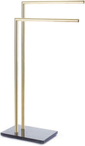 Wing Bathroom Towel Holder Stand Floor, Gold Freestanding Towel Rack with Marble Base, Stainless Steel Double Bathroom Towel/Kitchen Towel Rack Stand, Heavy Duty Metal, Never Rust