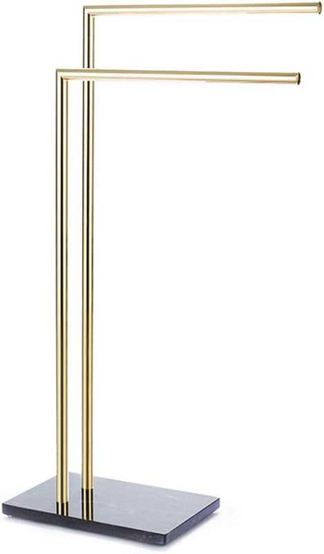 Wing Bathroom Towel Holder Stand Floor, Gold Freestanding Towel Rack with Marble Base, Stainless Steel Double Bathroom Towel/Kitchen Towel Rack Stand, Heavy Duty Metal, Never Rust