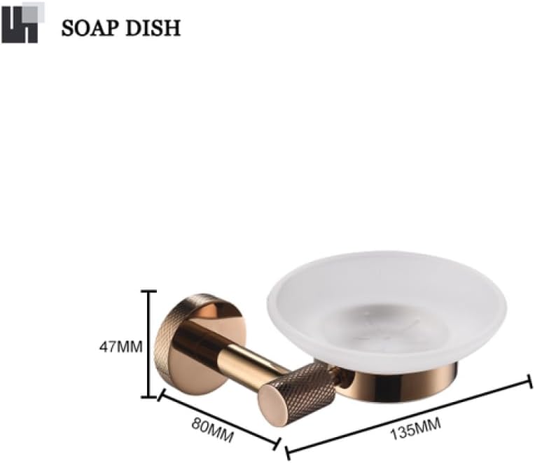 Rose Gold Wall Mount Shelf Toilet Bath Hardware Paper Holder Towel Bar Rack Rail Rod Robe Hook Hanger Bathroom Accessories Set,Single Towel Bar(Soap Dish)