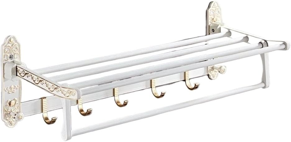 Towel Rack Wall Mounted，Bathroom Towel Holder Bathroom Towel Rack Wall Mounted Towel Holder, Fold White Gold Bath Towel Rack, Active Bathroom Holder, Antique Double Towel Shelf Towel Rack (Color : C)