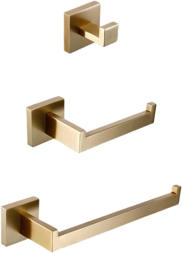 Matte Gold Towel Rack 304 Stainless Steel Bar Double Shelf Paper Holder Tissue Toilet Brush,CN