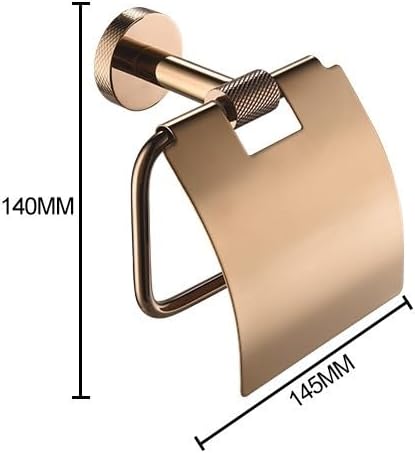 Rose Gold Wall-Mounted Stainless Steel Bath Towel Rack Toilet Paper Holder Towel Bar Robe Hook Cup Holder Bathroom Accessories(Covered Paper Holder)